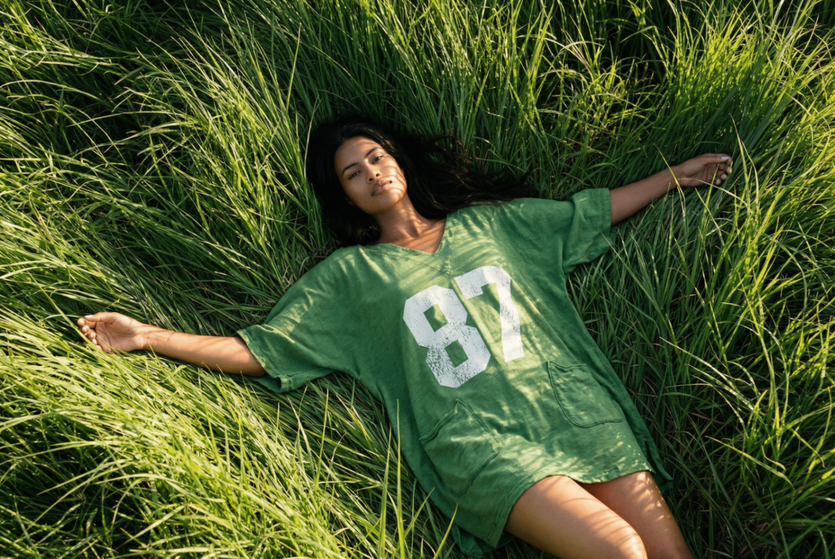 Vintage Souls model laying in the grass