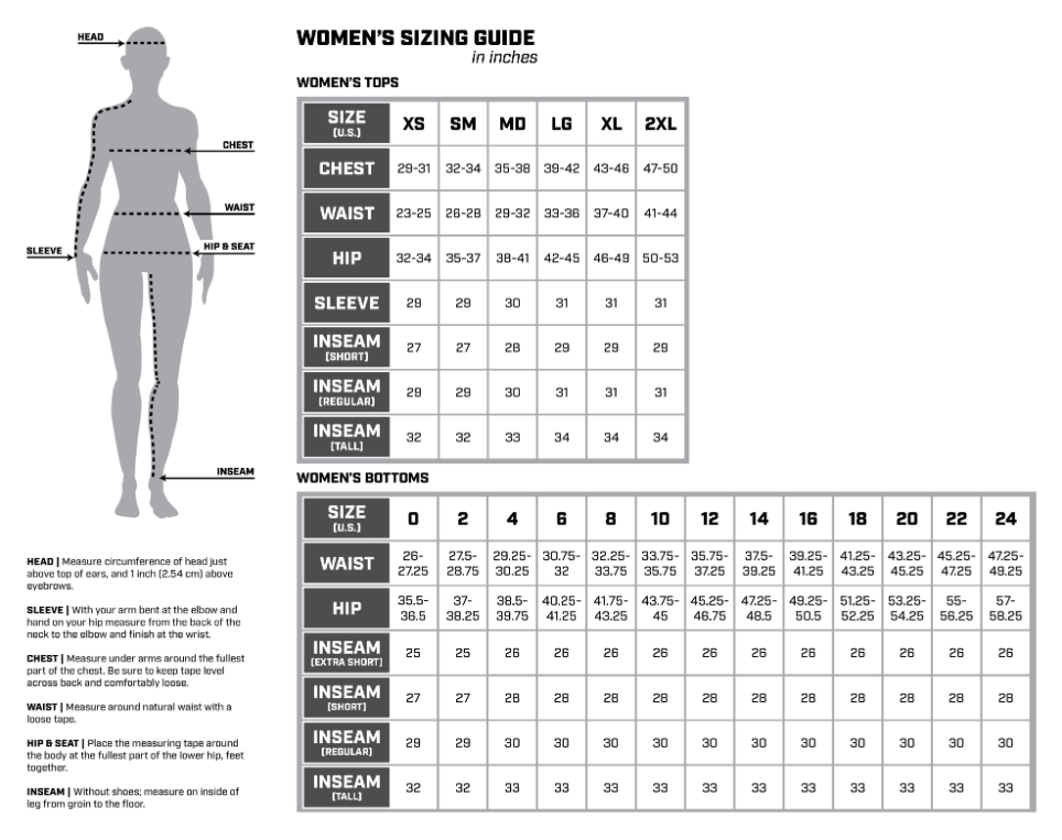 Womens Clothing | Sizing chart