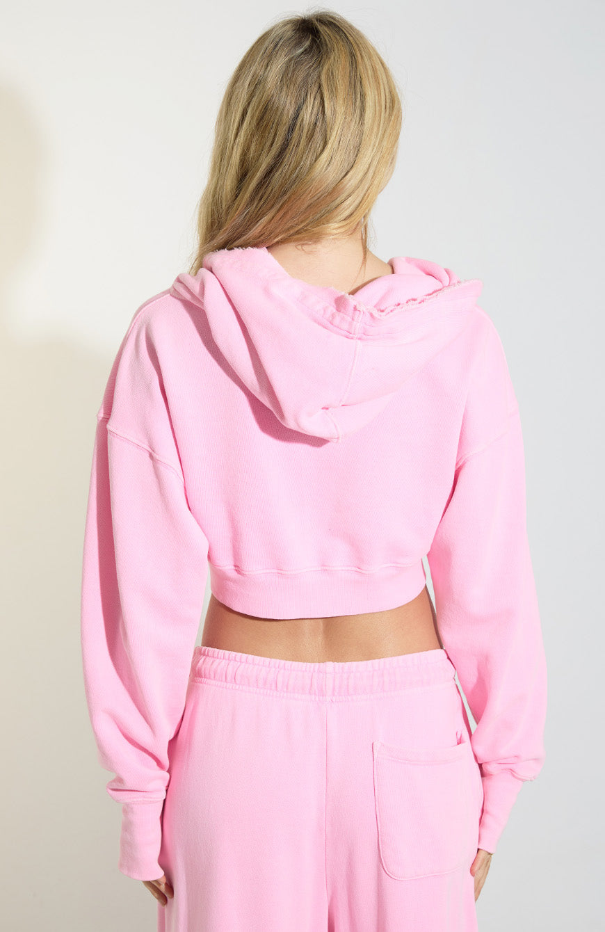 Juicy Crop Zip Hoodie / Hot Pink