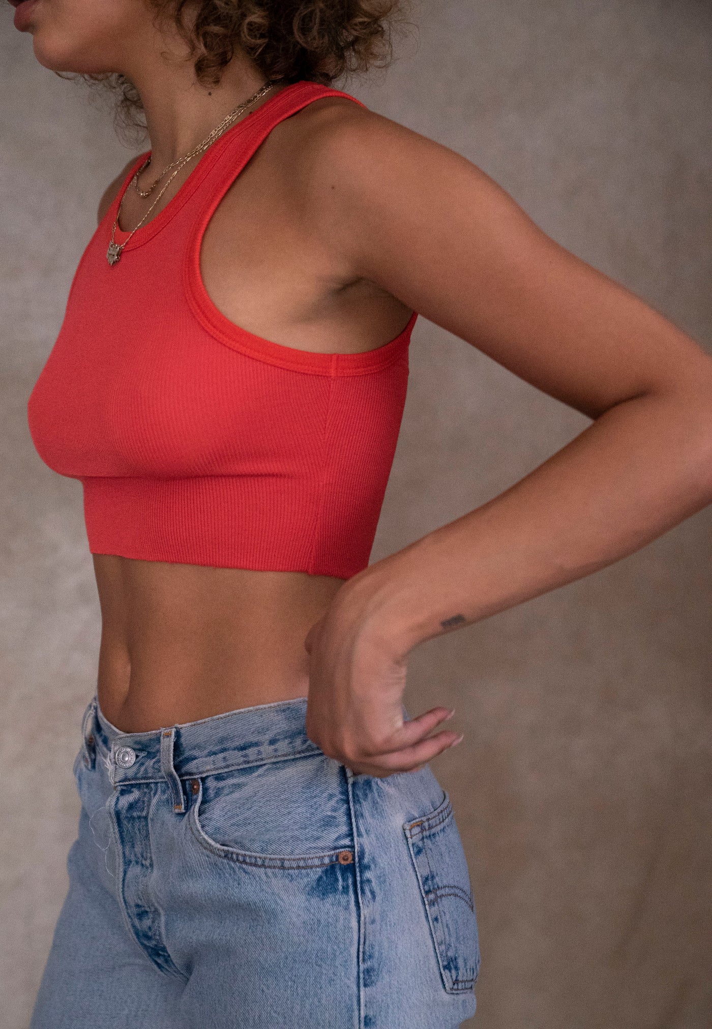 Playing With Fire Red Under Boob Sleeveless Scoop Neck Crop Top