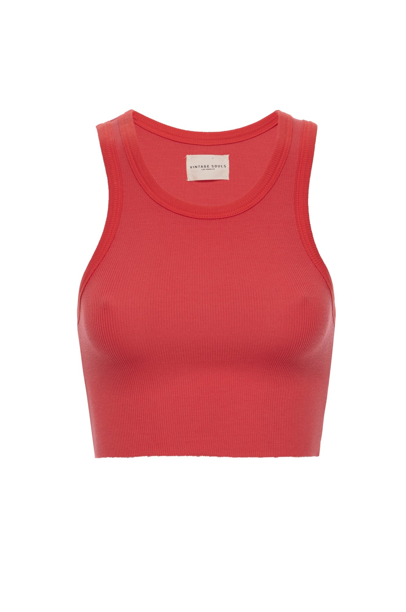 Solo display of the Fire Red Classic Crop Tank, featuring its vibrant color and soft feel.